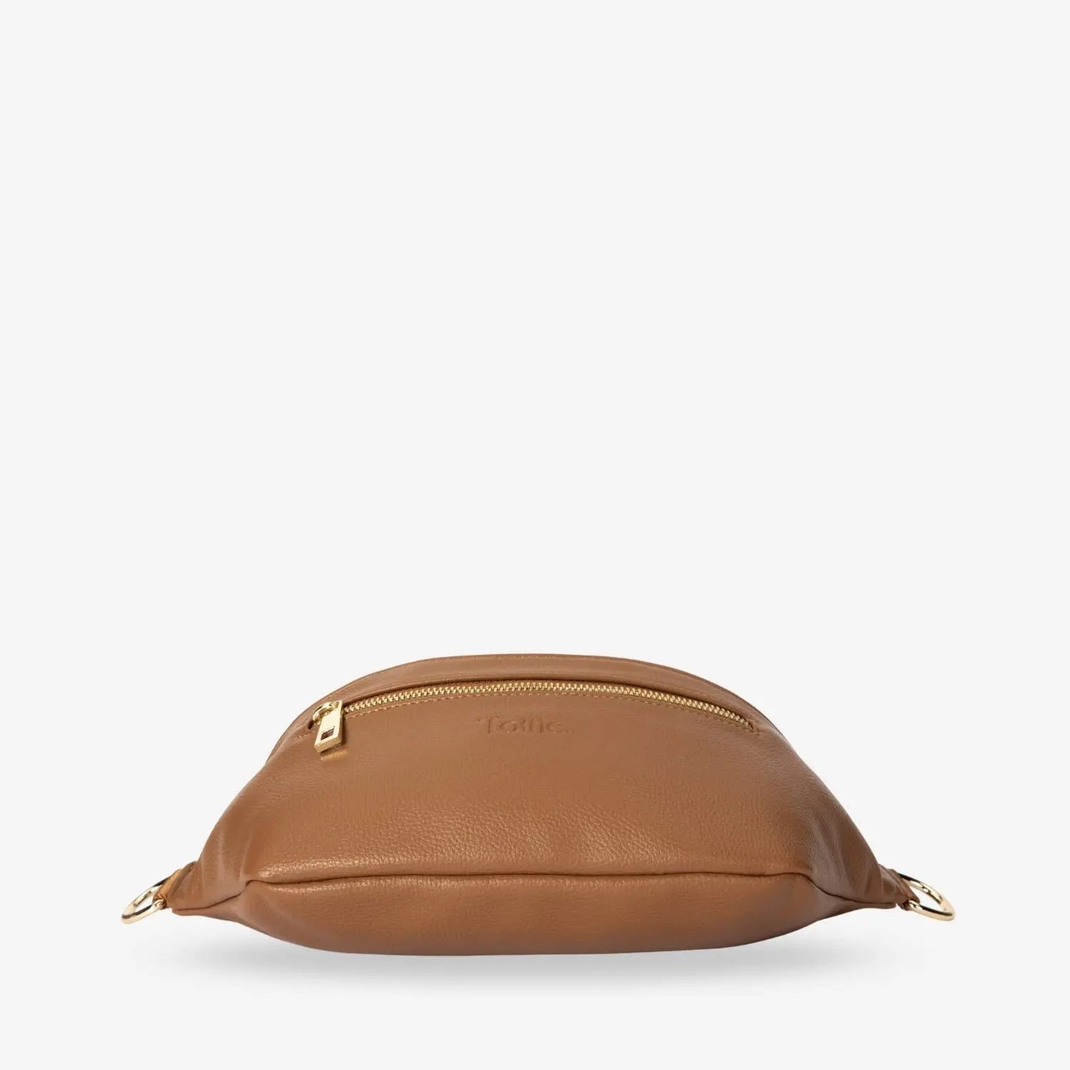 Close-up of tan bum bag base with gold hardware – durable and sophisticated accessory detail