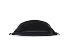 A Bum Bag in black leather with black hardware on white background