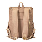 Back view of a stone leather nappy backpack with a gold zipper from Tottie