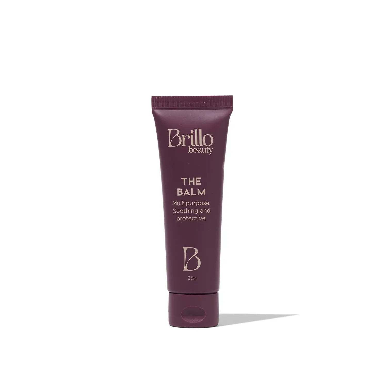 Brillo Beauty The Balm skincare product in sleek packaging on a white background.