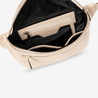 Stone belt bag with open compartment on a white background