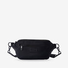 Black nylon bum bag with a visible brand logo on a white background