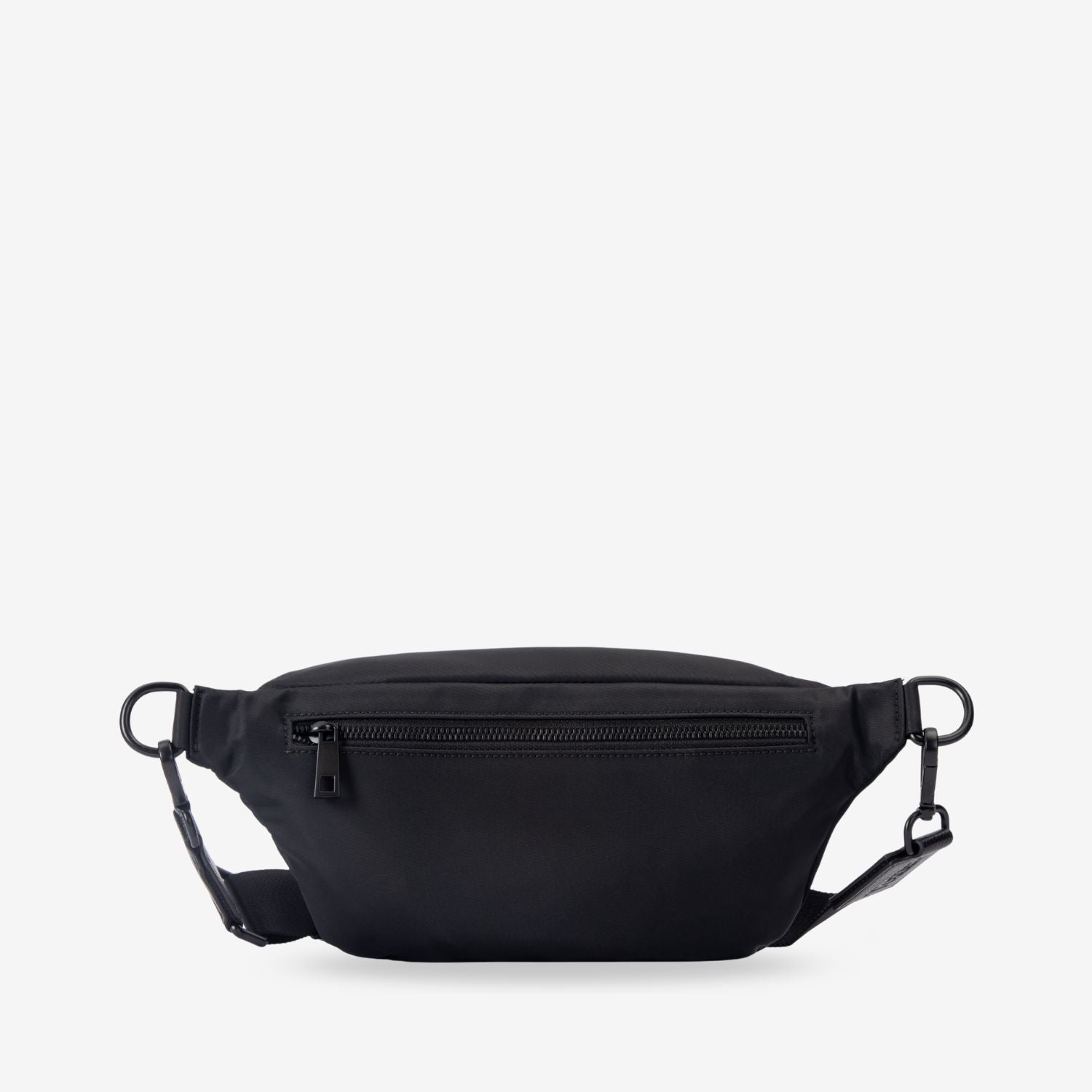 Black waist bag on a white background