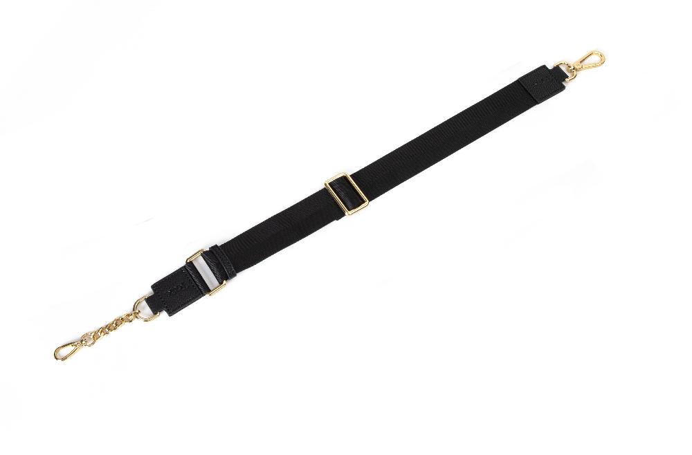 a bum bag strap in black with gold hardware