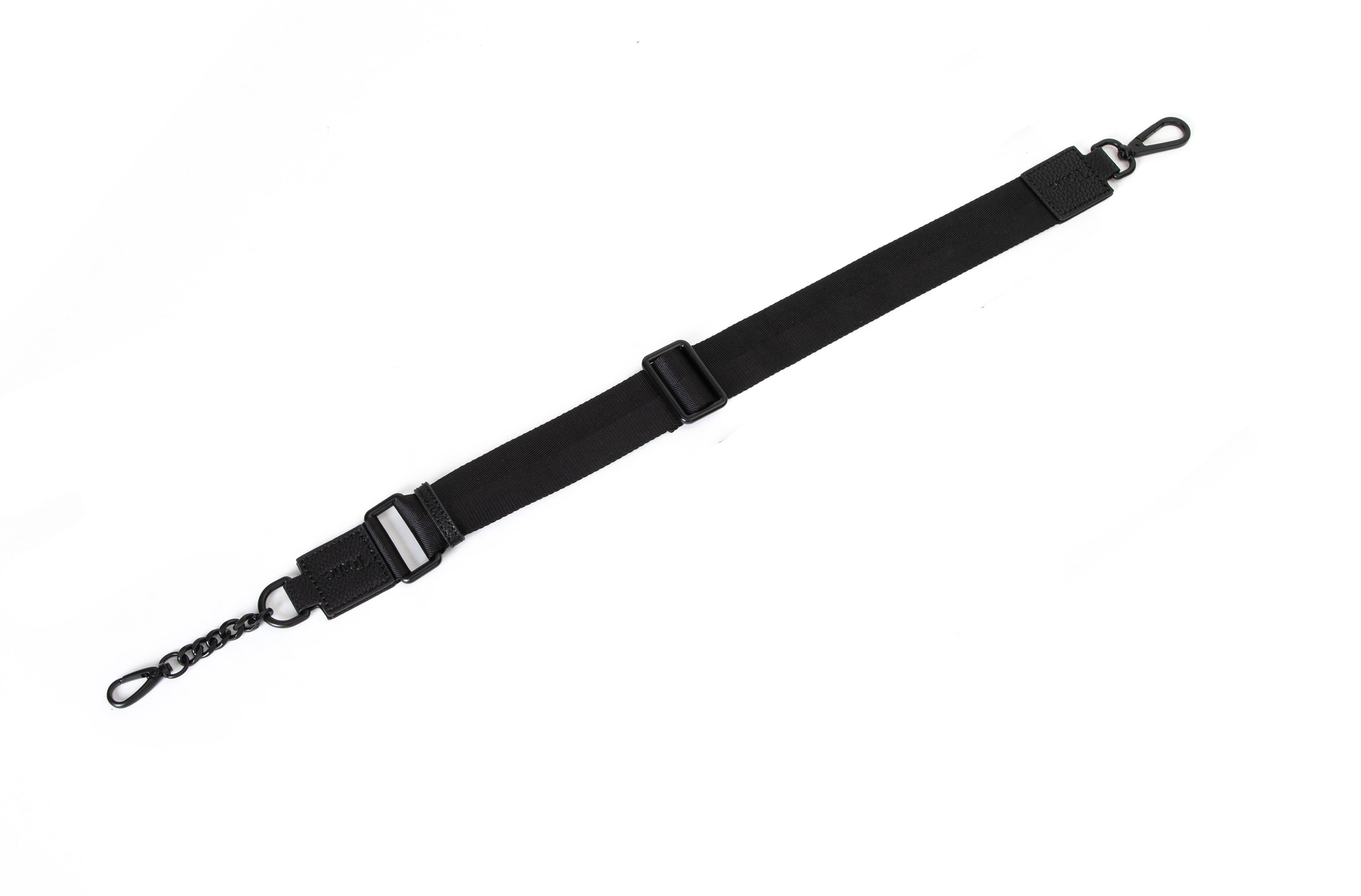 a bum bag strap in black with black hardware